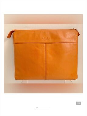Rowallan Scotland Soft Leather Orange Laptop Sleeve/ Clutch /Document Pouch